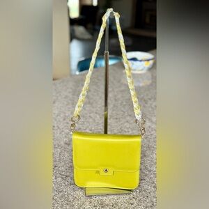 Frame Le Signature‎ Mini Leather Crossbody Bag in Chartreuse